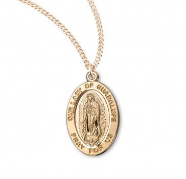 Gold over Sterling Silver Our Lady of Guadalupe Medal 18" Chain