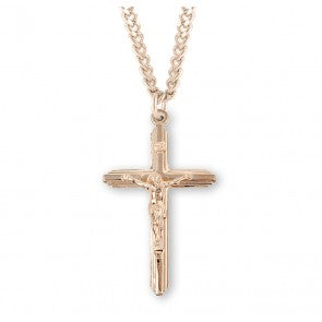 Gold over Sterling Silver Crucifix Medal 24" Chain