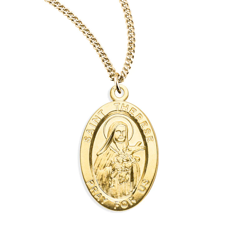 Sterling Silver Saint Therese Medal 18" Chain