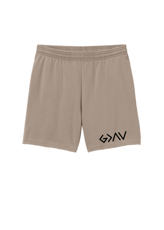 God Is Greater Tan Sponge Fleece Shorts