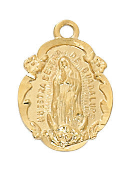 Gold over Sterling Silver Guadalupe Medal 16-18" chain