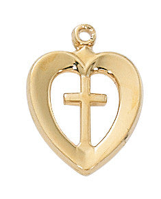 Cross in Heart- 18kt on SS