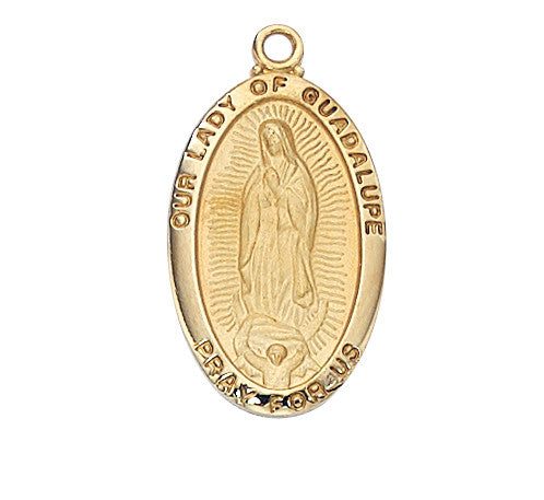 Gold over Sterling Silver Guadalupe Medal 18" chain