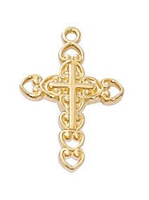 Gold over Sterling Silver Cross Necklace 16"-18" Chain