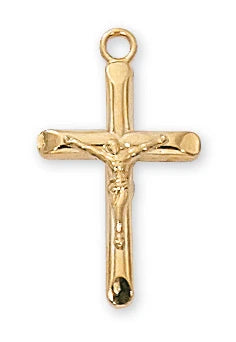 Gold Over Sterling Silver Crucifix Necklace 16-18" Chain