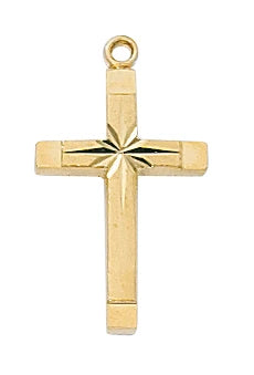 Gold over Sterling Silver Cross Necklace 16"-18" Chain