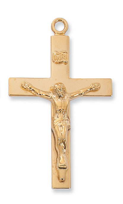 Gold over Sterling Silver Crucifix Necklace Lord's Prayer 24" chain