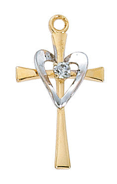 Gold over Sterling Silver Cross Necklace 16"-18" Chain