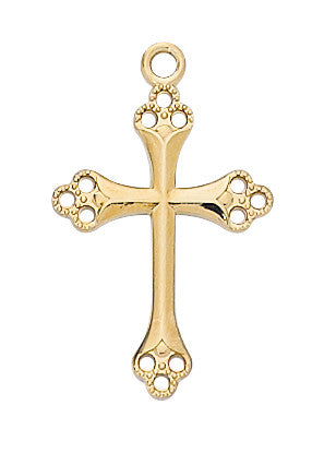Gold over Sterling Silver Cross Necklace 16"-18" Chain