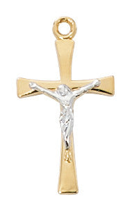 GOLD ON SS CRUCIFIX 18" CH