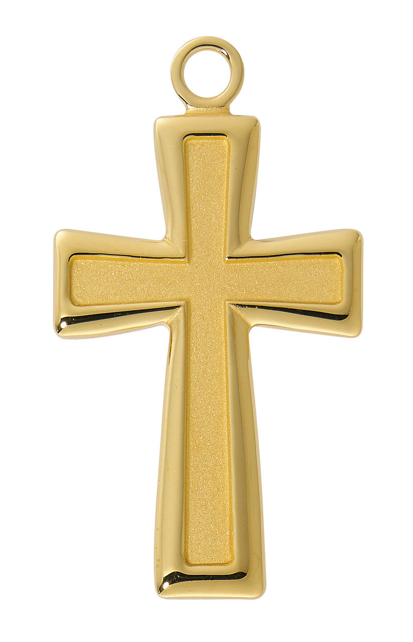 Gold Over Sterling Silver Cross Necklace 24" Chain