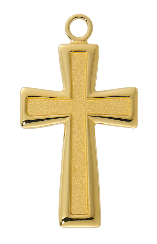 Gold Over Sterling Silver Cross Necklace 24" Chain