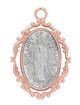 Rose Gold Sterling Silver Two-tone Guadalupe Medal 18" chain