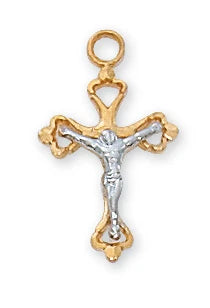 Gold over Sterling Silver Crucifix 16-18" Chain