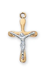 Gold Over Sterling Silver Crucifix Necklace 16-18" Chain