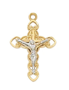 Gold Over Sterling Silver Crucifix Necklace 16-18" Chain