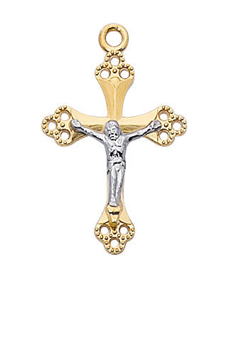 Gold over Sterling Silver Crucifix Necklace Two-tone