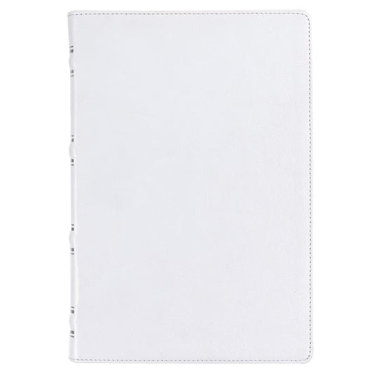 White Full Grain Leather Full-size Giant Print King James Version Bible with Thumb Index