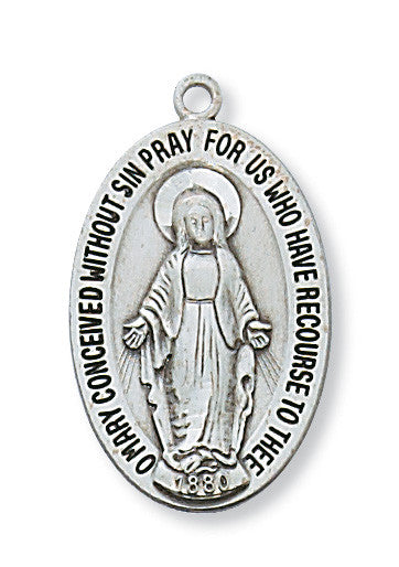 Sterling Silver Miraculous Medal 20" chain
