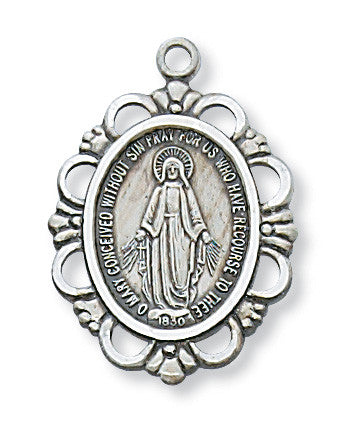 Sterling Silver Miraculous Medal 18" chain
