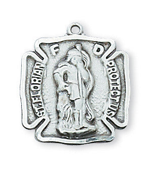 Sterling Silver Saint Florian Necklace 18" Chain