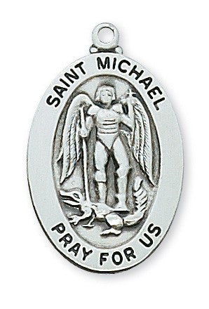 Sterling Silver Saint Michael Necklace 20" Chain