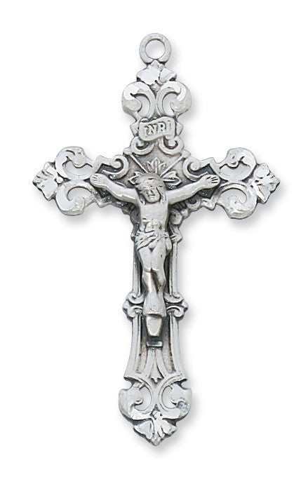 Sterling Silver Crucifix Necklace 24" Chain