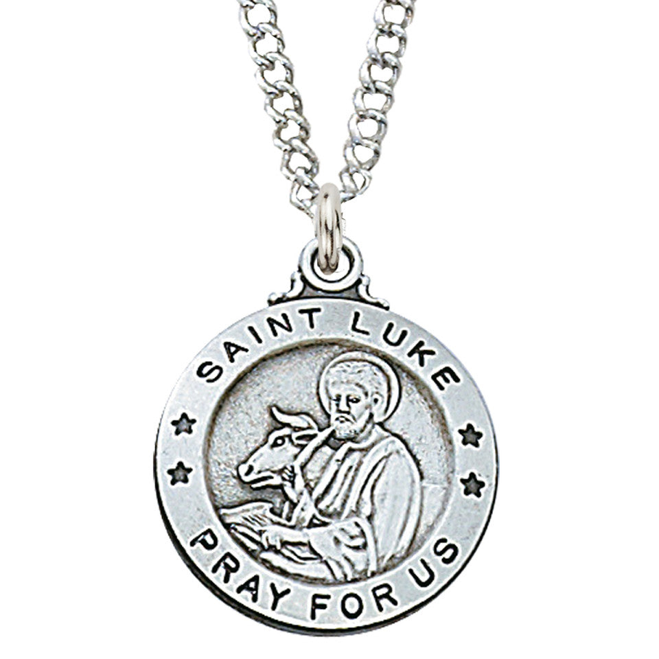 Sterling Silver Saint Luke Necklace 20" Chain