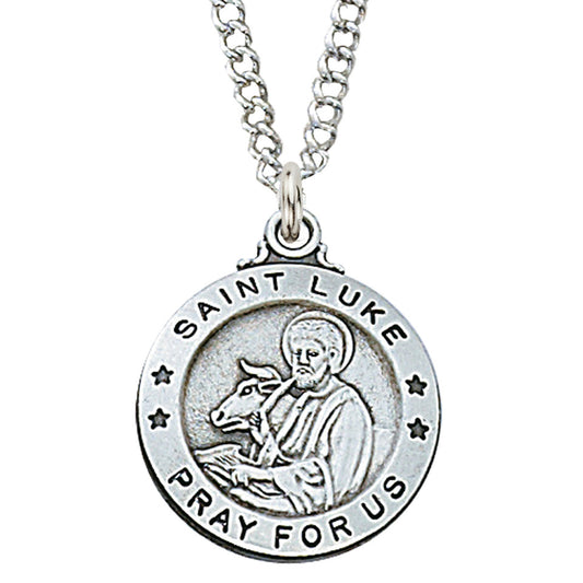 Sterling Silver Saint Luke Necklace 20" Chain