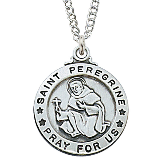 Sterling Silver Saint Peregrine Medal 20" Chain