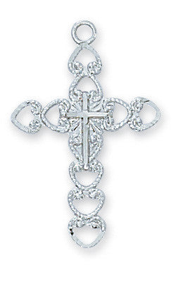 Sterling Silver Cross Necklace 18" Chain