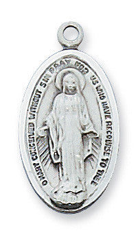Sterling Silver Miraculous Medal 16-18" chain