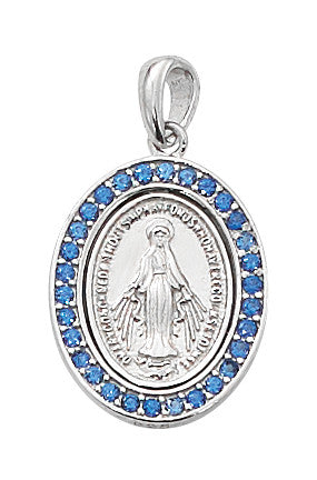 SS BLUE STONE MIRACULOUS MEDAL  18" CH