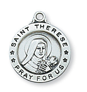 Sterling Silver Saint Therese of Lisieux Necklace 18" Chain