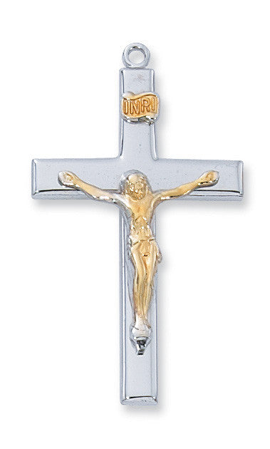 Sterling Silver Crucifix Two-tone 24" chain