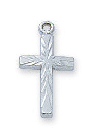 Sterling Silver Cross Necklace 16" Chain