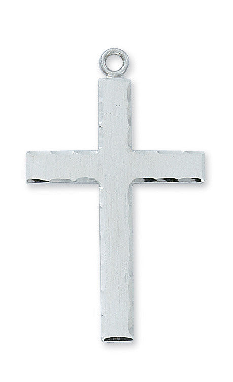 Sterling Silver Cross Necklace with the Lords Prayer 24" Chain