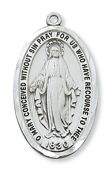 Sterling Silver Miraculous Medal 18" Chain