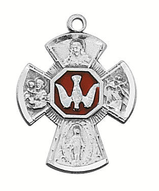 Sterling Silver 4-Way Cross Necklace 18" Chain