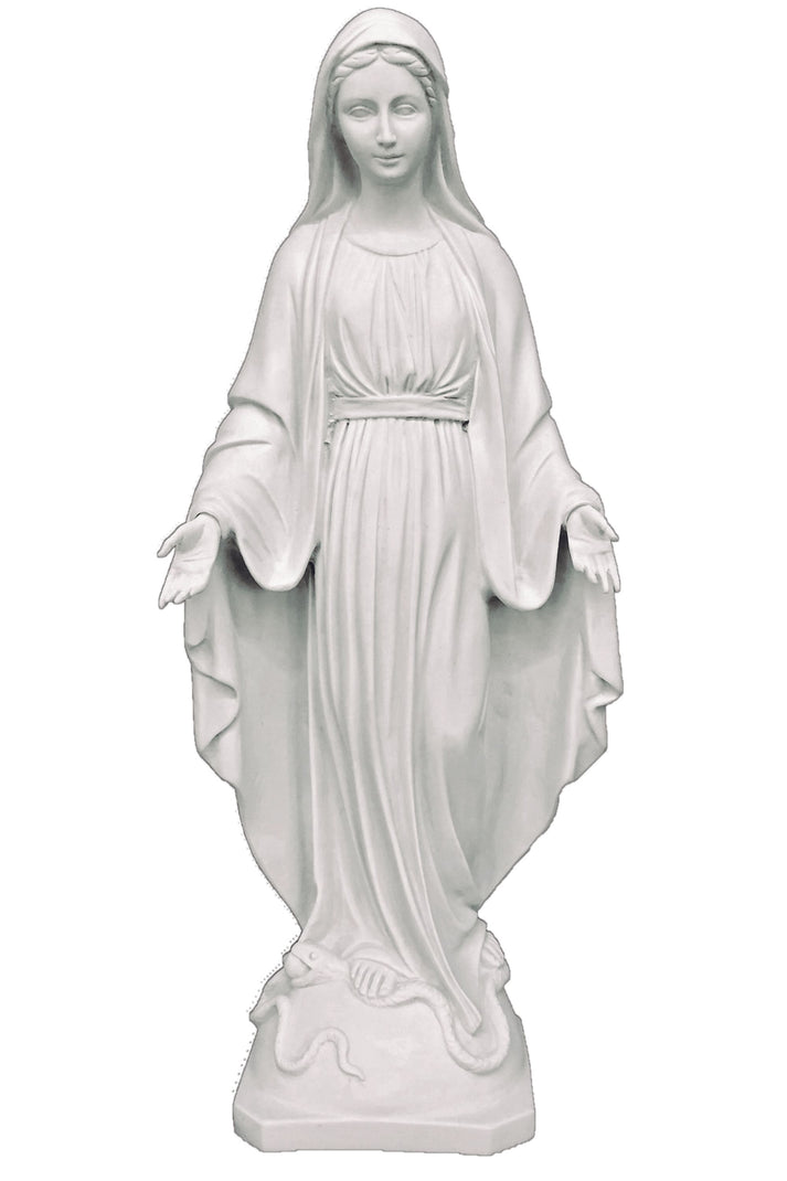 Our Lady of Grace in white alabaster & resin 15" Made in Italy