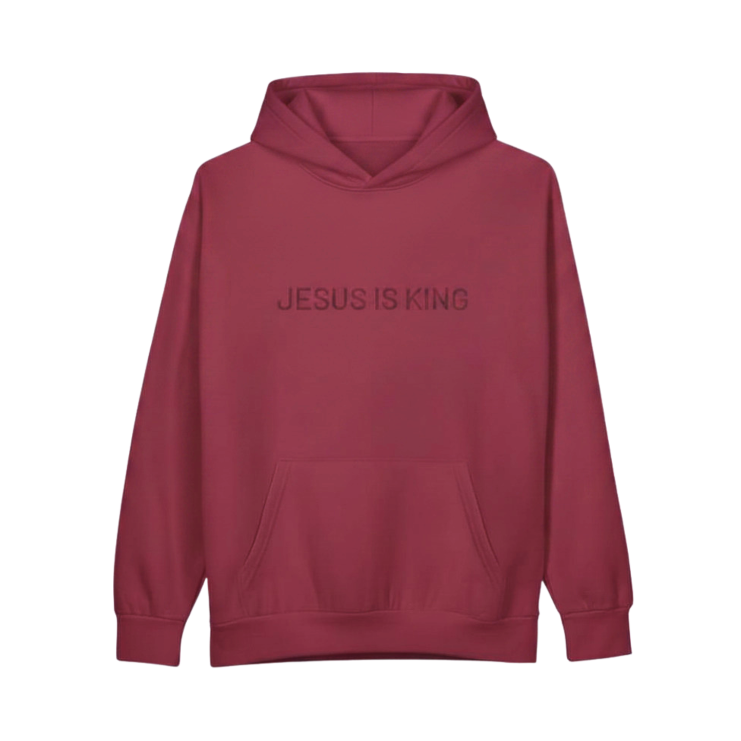 Jesus is King Maroon Tonal Embroidered Hoodie