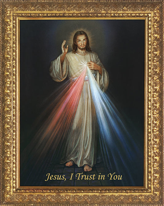 Divine Mercy 12"x24" Original Canvas Gold Frame