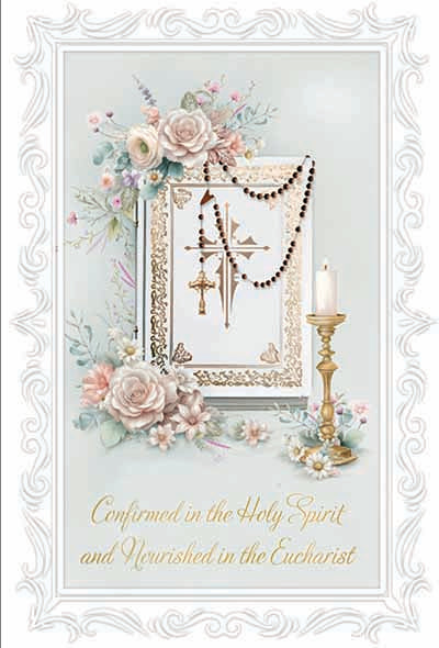 Communion/Confirmation Both Sacraments - 4 5/8 X 6 3/4 - Gold Pearl & Embossed