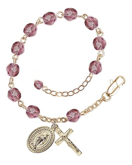 Amethyst Birthstone Rosary Bracelet 6MM