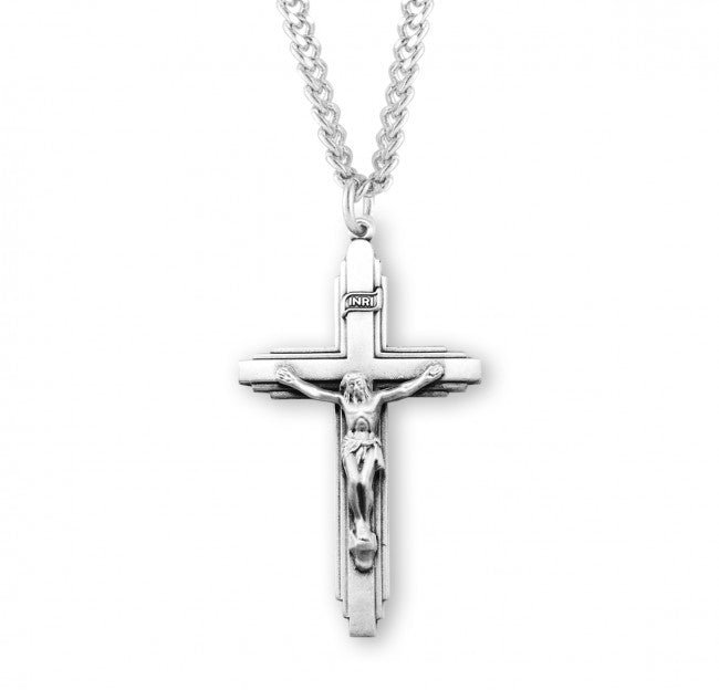 Sterling Silver Rosary Crucifix 24" Chain