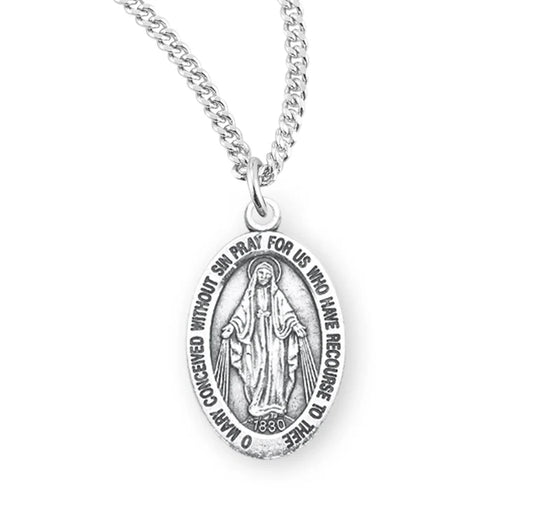 Sterling Silver Miraculous Medal 18" Chain