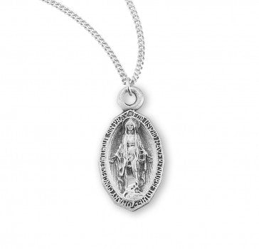 Sterling Silver Tiny Miraculous Medal 13" Chain