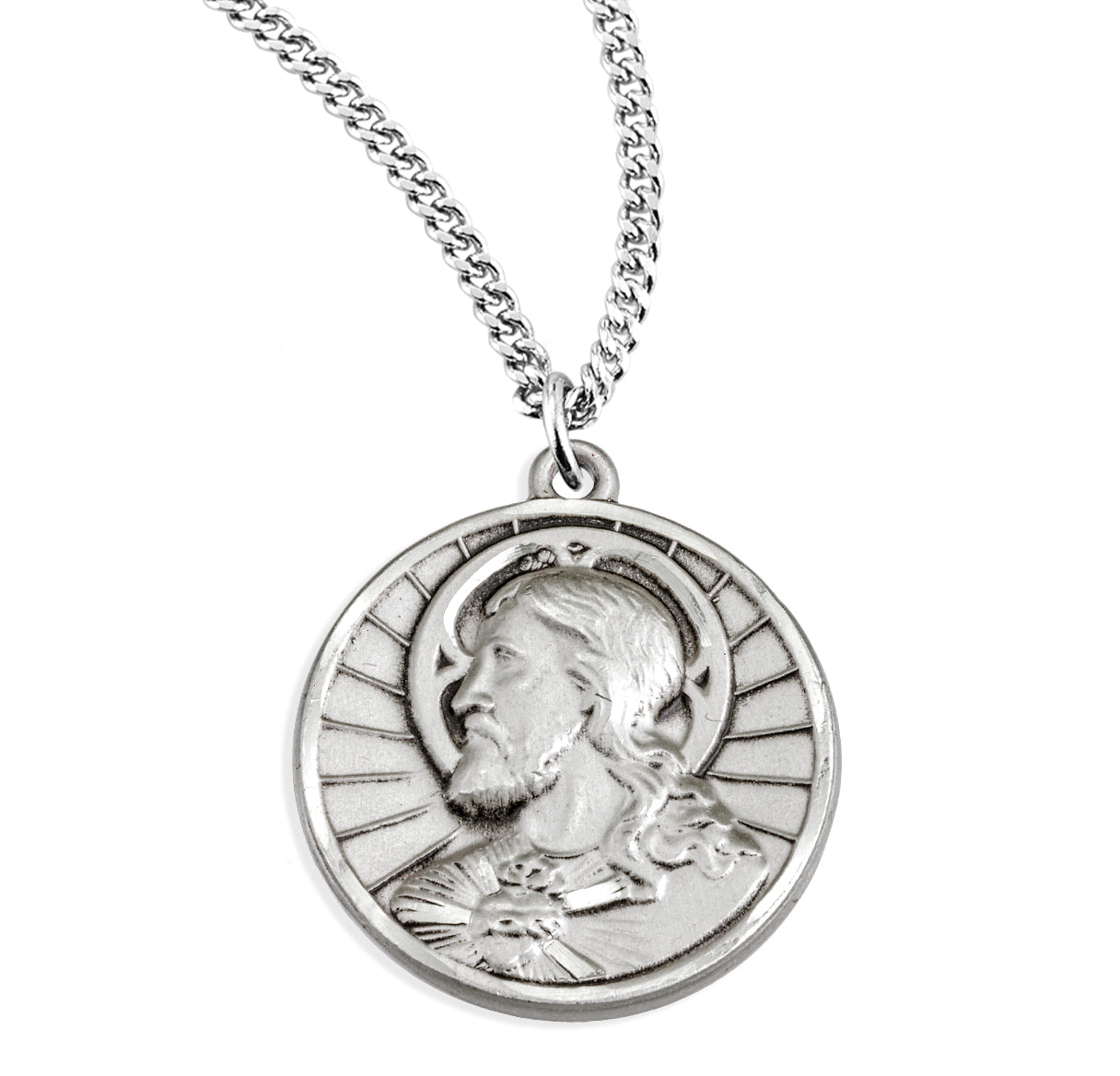 1" Sterling Silver Scapular Medal with 24" Chain