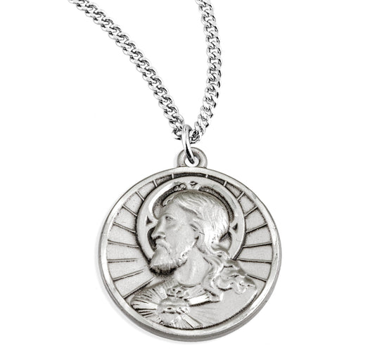 1" Sterling Silver Scapular Medal with 24" Chain