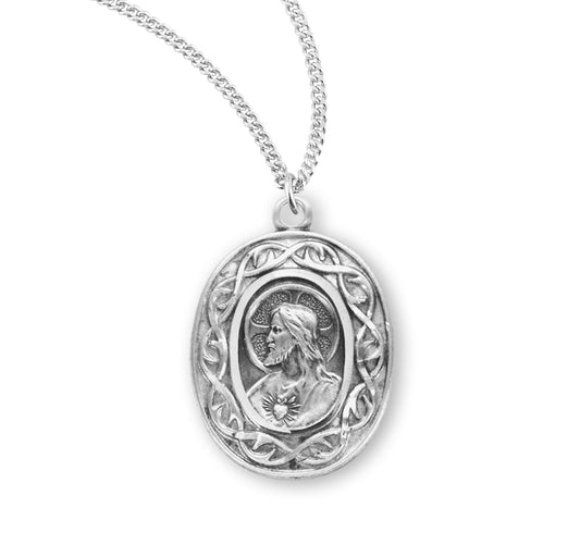 Sterling Silver Scapular Medal Crown of Thorns
